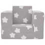 Sofá cama infantil felpa suave gris claro con estrellas de vidaXL, Mobiliario para bebés y niños pequeños - Ref: Foro24-34184...