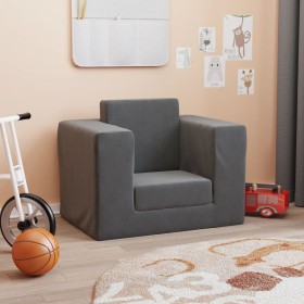 Anthrazitgraues Kinderschlafsofa aus weichem Plüsch von vidaXL, Baby- und Kleinkindmöbel - Ref: Foro24-341847, Preis: 53,99 €...