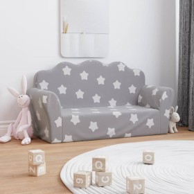 Hellgraues 2-Sitzer-Kindersofa mit weichen Plüschsternen von vidaXL, Baby- und Kleinkindmöbel - Ref: Foro24-341863, Preis: 56...