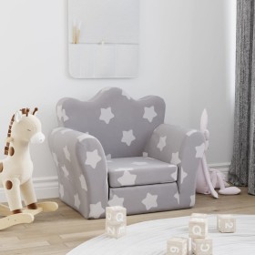 Sofá cama infantil felpa suave gris claro con estrellas de vidaXL, Mobiliario para bebés y niños pequeños - Ref: Foro24-34186...