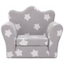 Sofá cama infantil felpa suave gris claro con estrellas de vidaXL, Mobiliario para bebés y niños pequeños - Ref: Foro24-34186...