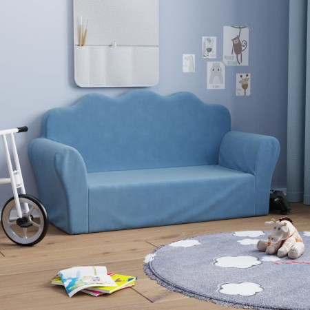 Blaues 2-Sitzer-Kindersofa aus weichem Plüsch von vidaXL, Baby- und Kleinkindmöbel - Ref: Foro24-341867, Preis: 52,59 €, Raba...