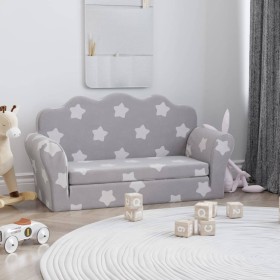 Children's sofa bed 2 seater soft plush light gray stars by vidaXL, Baby and Toddler Furniture - Ref: Foro24-341875, Price: 6...