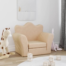 Sofá cama infantil felpa suave color crema de vidaXL, Mobiliario para bebés y niños pequeños - Ref: Foro24-341872, Precio: 39...