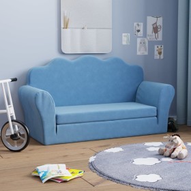 Blaues 2-Sitzer-Kinderschlafsofa aus weichem Plüsch von vidaXL, Baby- und Kleinkindmöbel - Ref: Foro24-341879, Preis: 58,99 €...