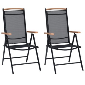 Folding garden chairs 2 pcs aluminum and black textilene by vidaXL, Garden chairs - Ref: Foro24-41732, Price: 120,99 €, Disco...