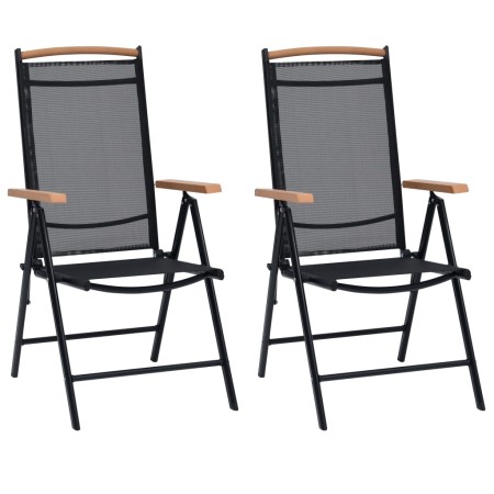 Folding garden chairs 2 pcs aluminum and black textilene by vidaXL, Garden chairs - Ref: Foro24-41732, Price: 130,62 €, Disco...