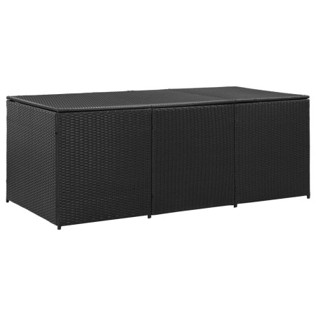 Garten-Aufbewahrungsbox aus synthetischem Rattan schwarz 180x90x70 cm von vidaXL, Aufbewahrungsboxen für den Außenbereich - R...