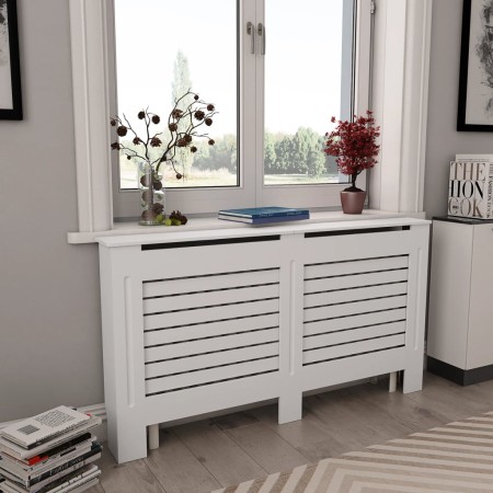 White MDF radiator cover 152x19x81.5 cm by vidaXL, Accessories for heating radiators - Ref: Foro24-284321, Price: 125,97 €, D...