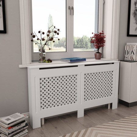 Radiator cover in white MDF 152x19x81.5 cm by vidaXL, Accessories for heating radiators - Ref: Foro24-284324, Price: 121,52 €...