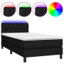 Box spring bed mattress and LED lights black fabric 80x200 cm by vidaXL, Beds and slatted bases - Ref: Foro24-3133351, Price:...