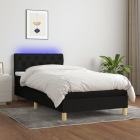 Cama box spring con colchón LED tela negro 80x200 cm de vidaXL, Camas y somieres - Ref: Foro24-3133911, Precio: 271,99 €, Des...