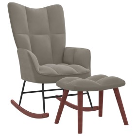 Light gray velvet rocking chair with footrest by vidaXL, Rocking chairs - Ref: Foro24-328150, Price: 163,30 €, Discount: %