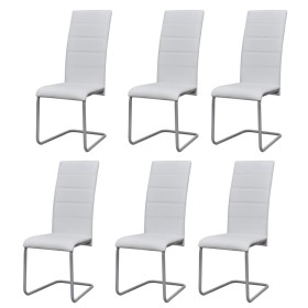 Cantilever dining chairs 6 units white synthetic leather by vidaXL, dining chairs - Ref: Foro24-272419, Price: 361,22 €, Disc...