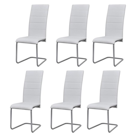 Cantilever dining chairs 6 units white synthetic leather by vidaXL, dining chairs - Ref: Foro24-272419, Price: 342,37 €, Disc...