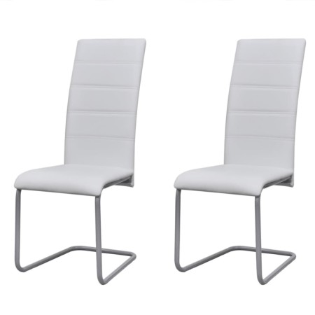 Cantilever dining chairs 2 units white synthetic leather by vidaXL, dining chairs - Ref: Foro24-242287, Price: 128,55 €, Disc...