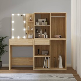 Dressing table with LED and 2 Sonoma oak plywood cabinets by vidaXL, Bedroom Dressers - Ref: Foro24-3082029, Price: 193,99 €,...