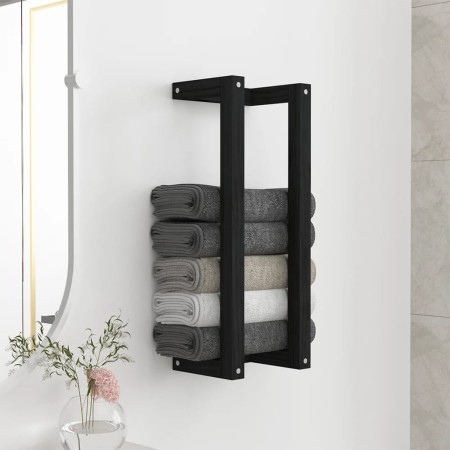 Solid black pine wood towel rack 23x18x60 cm by vidaXL, Towel racks - Ref: Foro24-822396, Price: 33,72 €, Discount: %