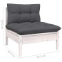 Zentrales Sofa für Garten und Kissen massives Akazienholz weiß von vidaXL, Modulare Sofas für den Außenbereich - Ref: Foro24-...