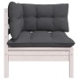 2-Sitzer-Gartensofa mit Kissen aus weißem Kiefernholz von vidaXL, Modulare Sofas für den Außenbereich - Ref: Foro24-806647, P...