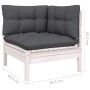 2-Sitzer-Gartensofa mit Kissen aus weißem Kiefernholz von vidaXL, Modulare Sofas für den Außenbereich - Ref: Foro24-806647, P...