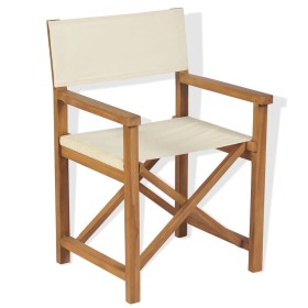 Silla de director plegable madera maciza de teca de vidaXL, Sillas de jardín - Ref: Foro24-43801, Precio: 210,99 €, Descuento: %