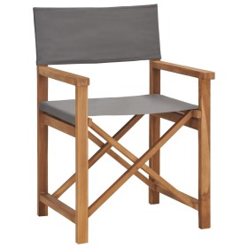 Silla de director madera maciza de teca gris de vidaXL, Sillas de jardín - Ref: Foro24-47411, Precio: 126,94 €, Descuento: %