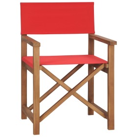 Silla de director madera maciza de teca rojo de vidaXL, Sillas de jardín - Ref: Foro24-47414, Precio: 85,49 €, Descuento: %