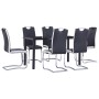 Juego de comedor 7 piezas cuero sintético negro de vidaXL, muebles para cocinas y comedores - Ref: Foro24-3053025, Precio: 62...