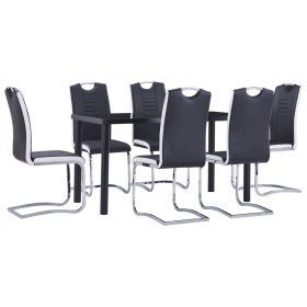 7-piece black synthetic leather dining set by vidaXL, Furniture sets for kitchens and dining rooms - Ref: Foro24-3053025, Pri...