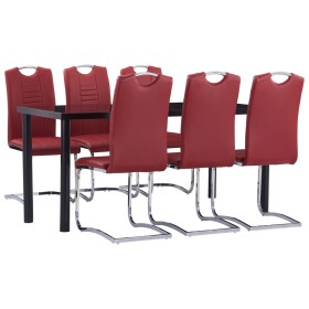 Juego de comedor 7 piezas cuero sintético rojo de vidaXL, muebles para cocinas y comedores - Ref: Foro24-3053077, Precio: 602...