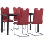 Juego de comedor 5 piezas cuero sintético rojo de vidaXL, muebles para cocinas y comedores - Ref: Foro24-3053036, Precio: 463...