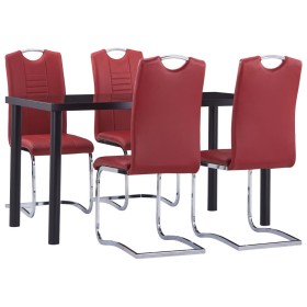 Juego de comedor 5 piezas cuero sintético rojo de vidaXL, muebles para cocinas y comedores - Ref: Foro24-3053036, Precio: 455...