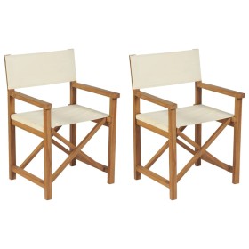 Folding director chairs 2 pcs solid cream teak wood by vidaXL, Garden chairs - Ref: Foro24-360087, Price: 199,59 €, Discount: %