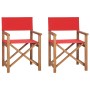 Folding director chairs 2 units solid teak wood red by vidaXL, Garden chairs - Ref: Foro24-360091, Price: 192,11 €, Discount: %