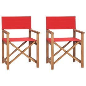 Folding director chairs 2 units solid teak wood red by vidaXL, Garden chairs - Ref: Foro24-360091, Price: 192,99 €, Discount: %