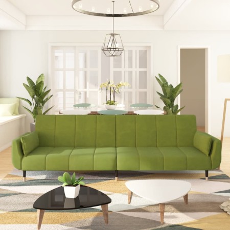 Two-seater sofa bed with two light green velvet cushions by vidaXL, Sofas - Ref: Foro24-337585, Price: 291,78 €, Discount: %