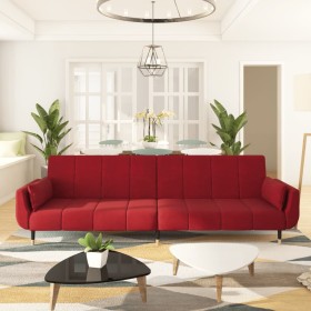 Two-seater sofa bed with two wine-colored velvet pillows by vidaXL, Sofas - Ref: Foro24-337587, Price: 292,25 €, Discount: %