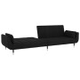 Sofá cama de 2 plazas con dos almohadas terciopelo negro de vidaXL, Sofás - Ref: Foro24-337588, Precio: 376,70 €, Descuento: %