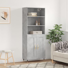 Aparador alto madera contrachapada gris hormigón 69,5x34x180 cm de vidaXL, Aparadores - Ref: Foro24-3189937, Precio: 122,86 €...