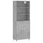 Aparador alto madera contrachapada gris hormigón 69,5x34x180 cm de vidaXL, Aparadores - Ref: Foro24-3189937, Precio: 122,86 €...