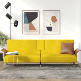 Yellow velvet sofa bed with cup holder by vidaXL, Sofas - Ref: Foro24-351855, Price: 320,99 €, Discount: %