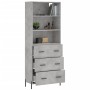 Aparador alto madera contrachapada gris hormigón 69,5x34x180 cm de vidaXL, Aparadores - Ref: Foro24-3189393, Precio: 163,58 €...