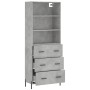 Aparador alto madera contrachapada gris hormigón 69,5x34x180 cm de vidaXL, Aparadores - Ref: Foro24-3189393, Precio: 163,58 €...