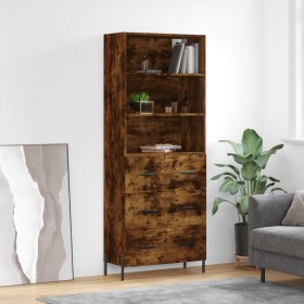 Aparador alto madera contrachapada roble ahumado 69,5x34x180 cm de vidaXL, Aparadores - Ref: Foro24-3189394, Precio: 164,52 €...