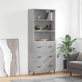 Aparador alto madera contrachapada gris hormigón 69,5x34x180 cm de vidaXL, Aparadores - Ref: Foro24-3189401, Precio: 151,99 €...