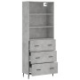 Aparador alto madera contrachapada gris hormigón 69,5x34x180 cm de vidaXL, Aparadores - Ref: Foro24-3189401, Precio: 154,07 €...