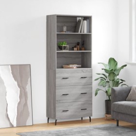 Aparador alto madera contrachapada gris sonoma 69,5x34x180 cm de vidaXL, Aparadores - Ref: Foro24-3189403, Precio: 159,66 €, ...