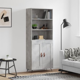 Aparador alto madera contrachapada gris hormigón 69,5x34x180 cm de vidaXL, Aparadores - Ref: Foro24-3189929, Precio: 123,99 €...