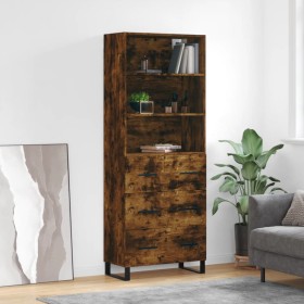 Aparador alto madera contrachapada roble ahumado 69,5x34x180 cm de vidaXL, Aparadores - Ref: Foro24-3189410, Precio: 163,99 €...